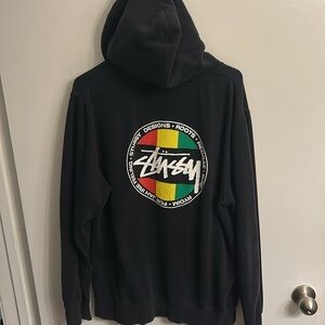Old School Stussy Black Hoodie Sweatshirt Skate Surf Y2K Large